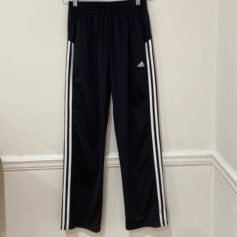 adidas Kids Black Track Pants with White Stripes